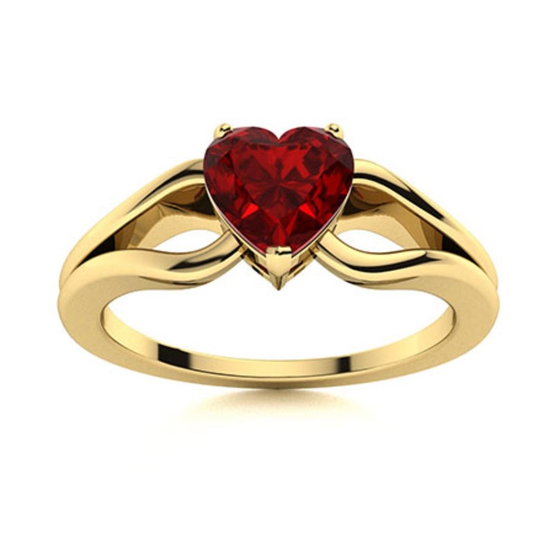 Heart Natural Garnet Ethnic Solitaire Trendy New Ring Sterling Silver