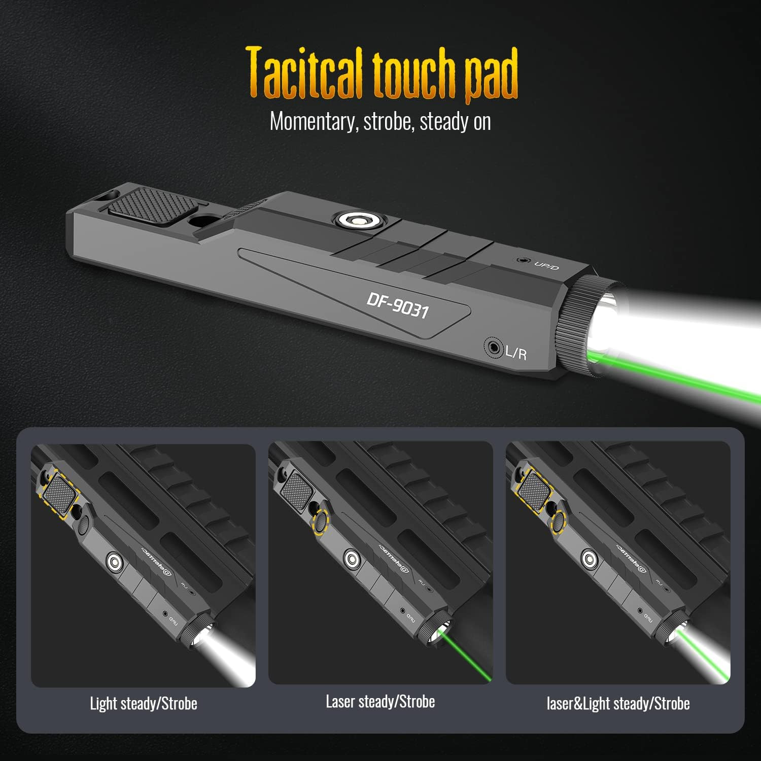 1600 Lumens Green Laser Light Combo Is Compatible with Mlok/Picatinny Rail for R