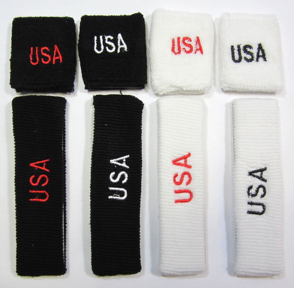 LOT OF 12  SET--2PC "USA" SPORTS HEADBAND WRISTBAND SET--EH127A