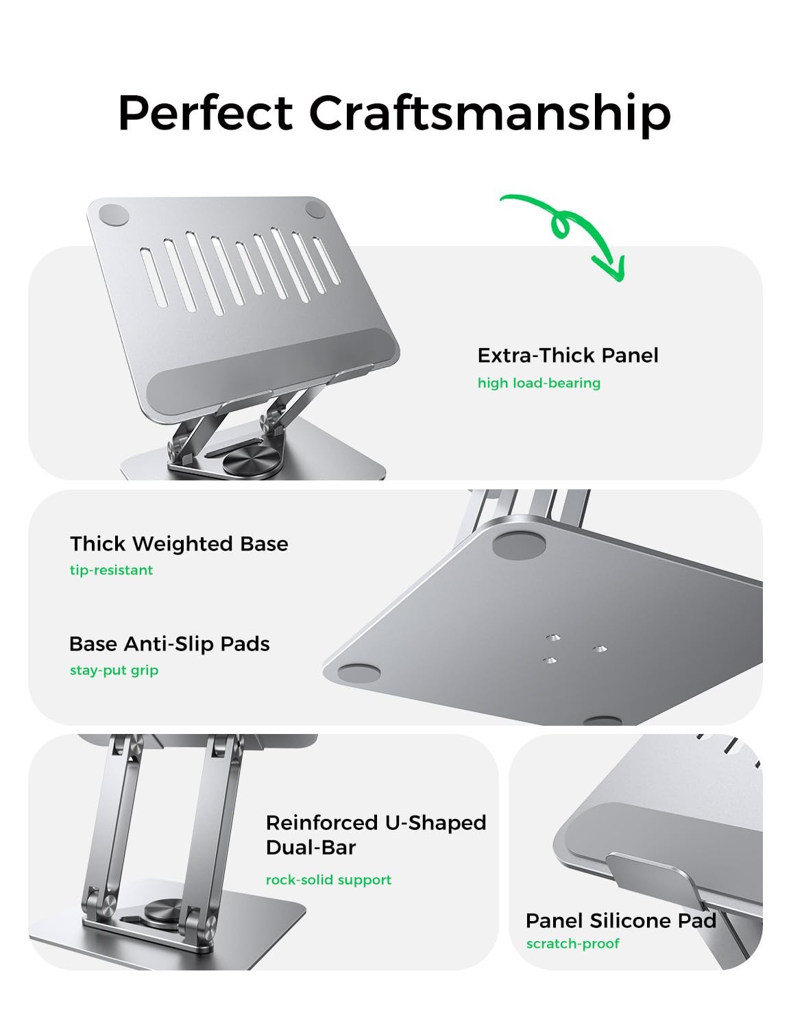 Adjustable Laptop Stand for Desk, 360° Rotating Foldable Protable Laptop Rise...
