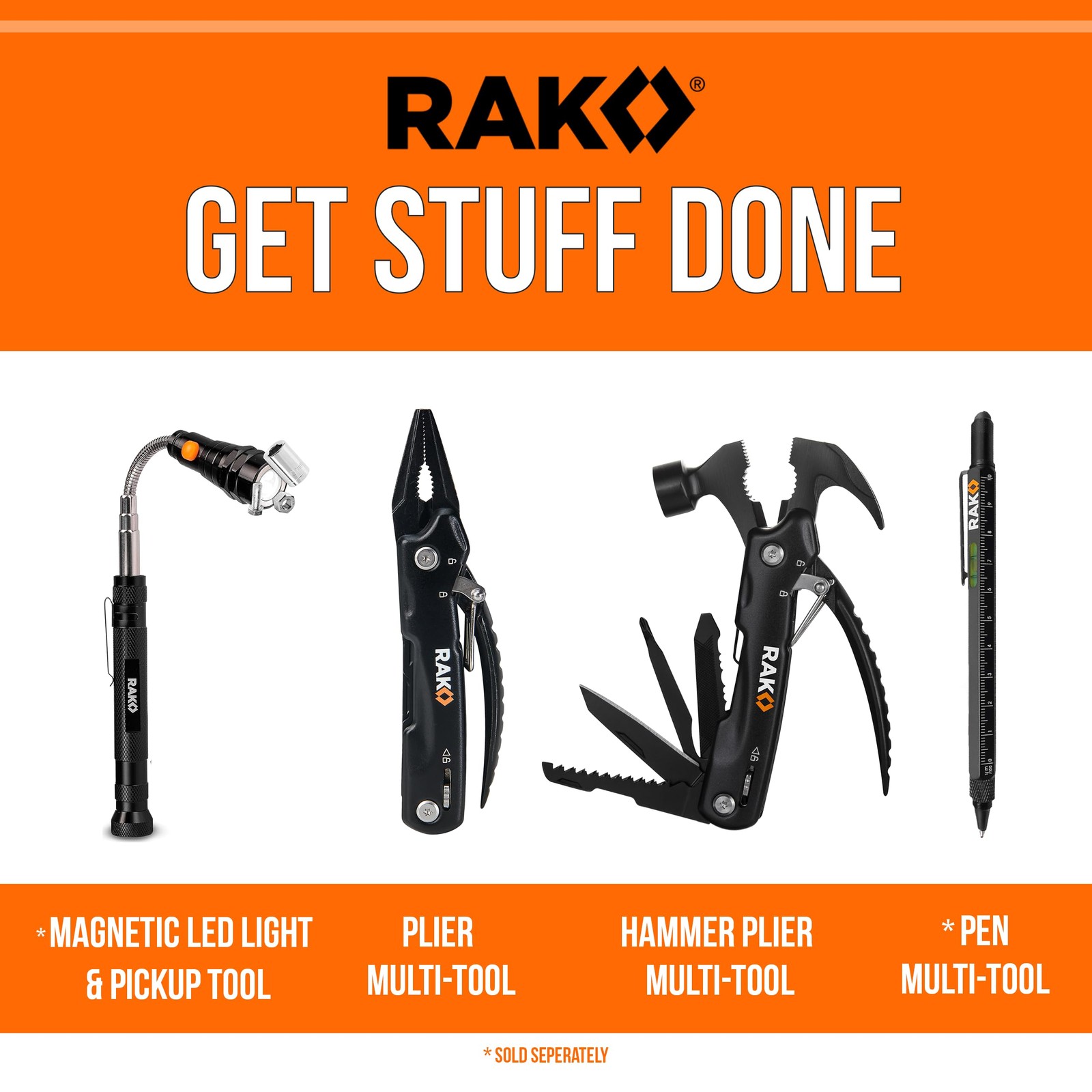 RAK Pro Tools Pliers Multitool - Cool Unique Pocket Size (1 count), Black