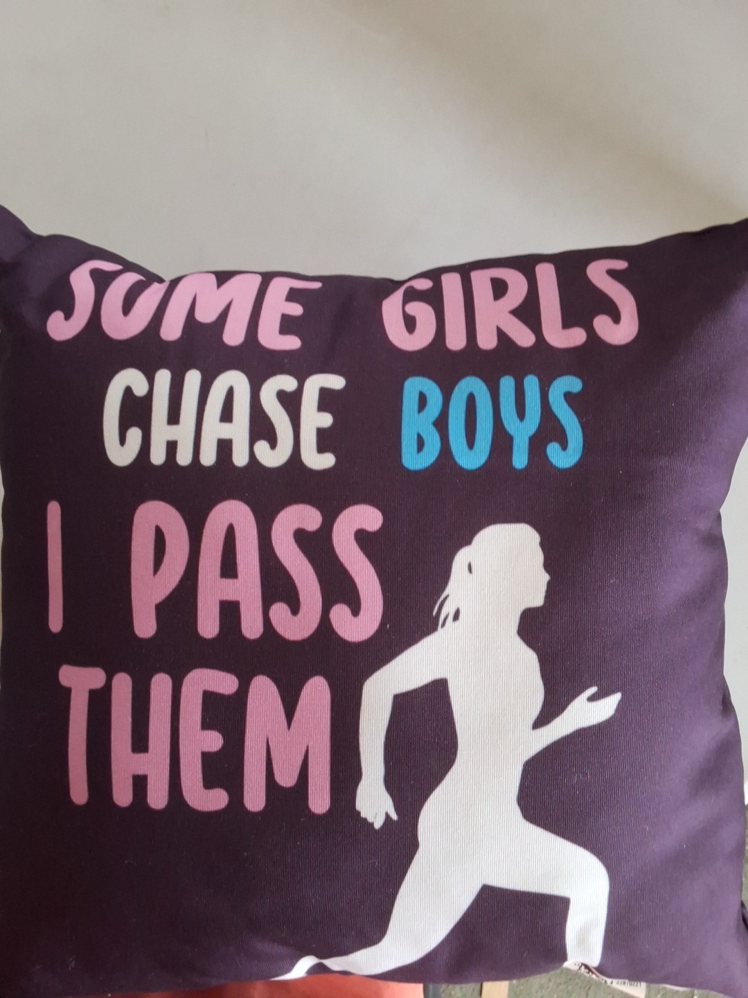 Cross-country tees in pillow Some Girls Chase Boys I Pass Them Purple