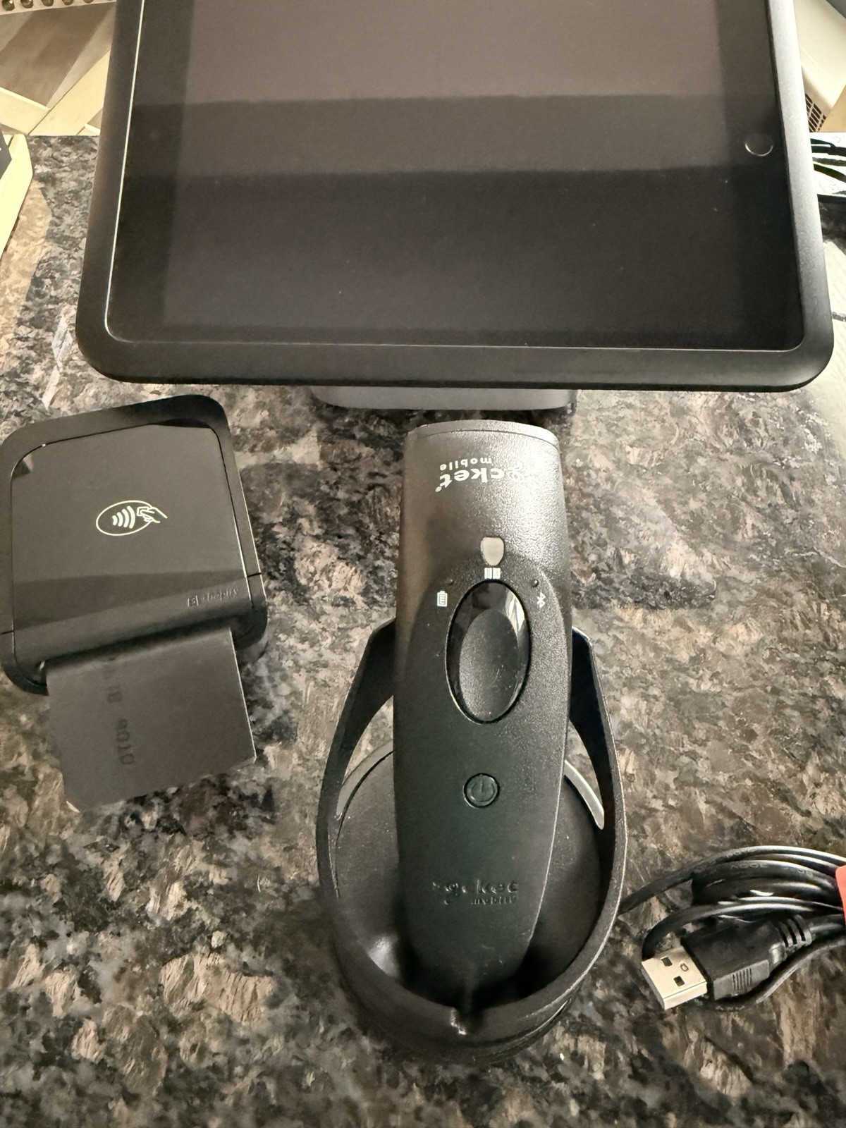 Shopify POS System  Stand, Dock, Tap Chip Reader,iPad, Barcode Reader and Dock