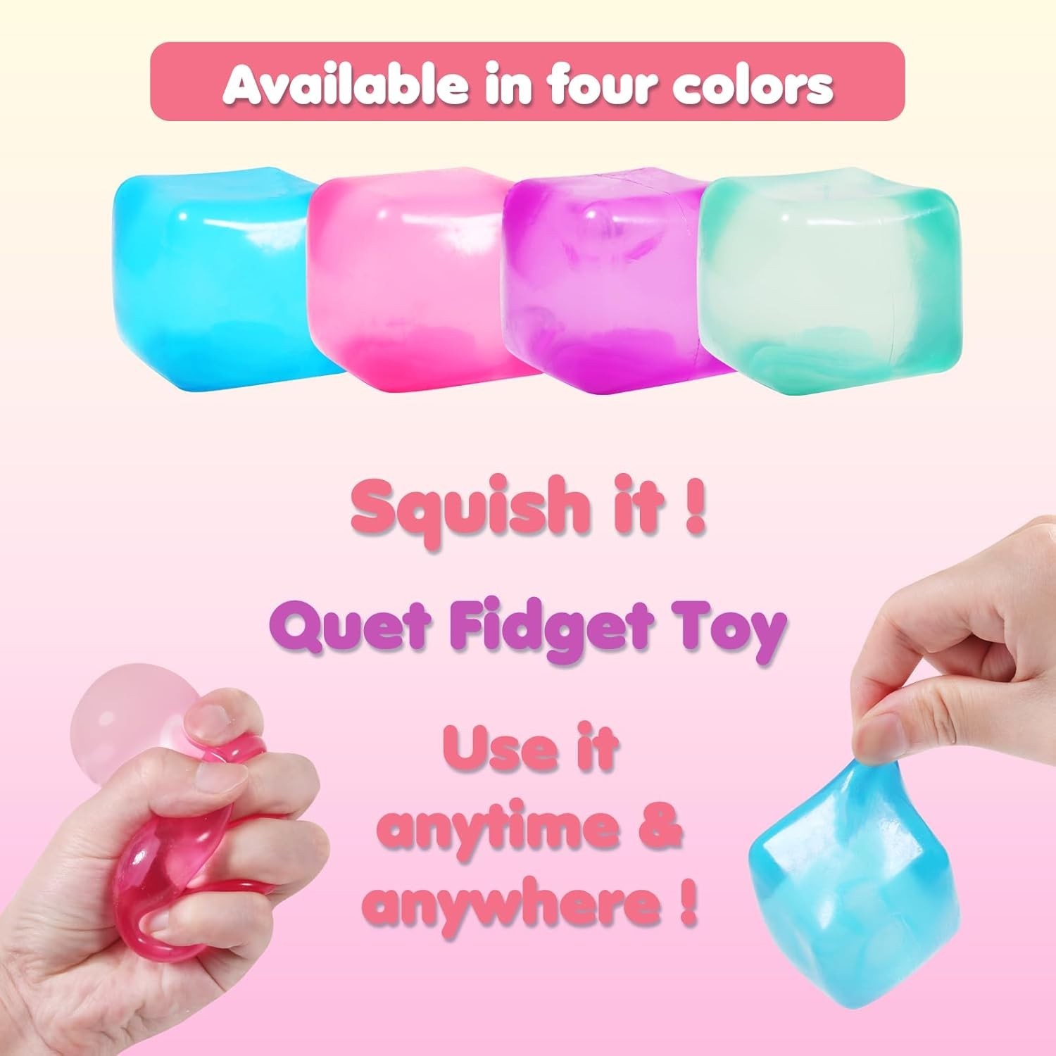 3 PACK Nee Doh Nice Cube Super Solid Squish - Blue Purple Pink - Brand New
