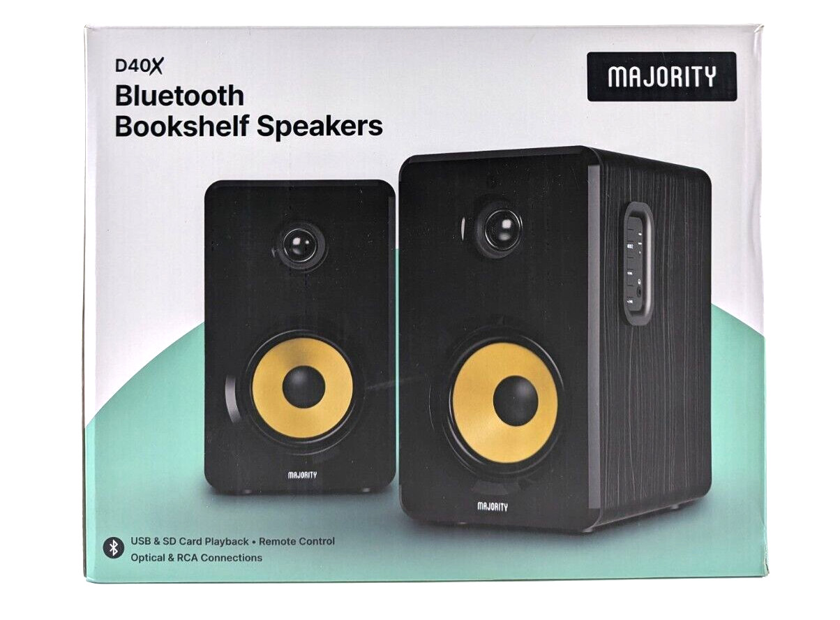Majority D40X Powered Bluetooth Bookshelf Speakers Studio Monitors Speakers