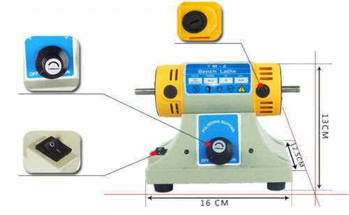 Upgraded 110V Gem Jewelry Rock Bench Polishing Grinding Machine Lathe Polisher