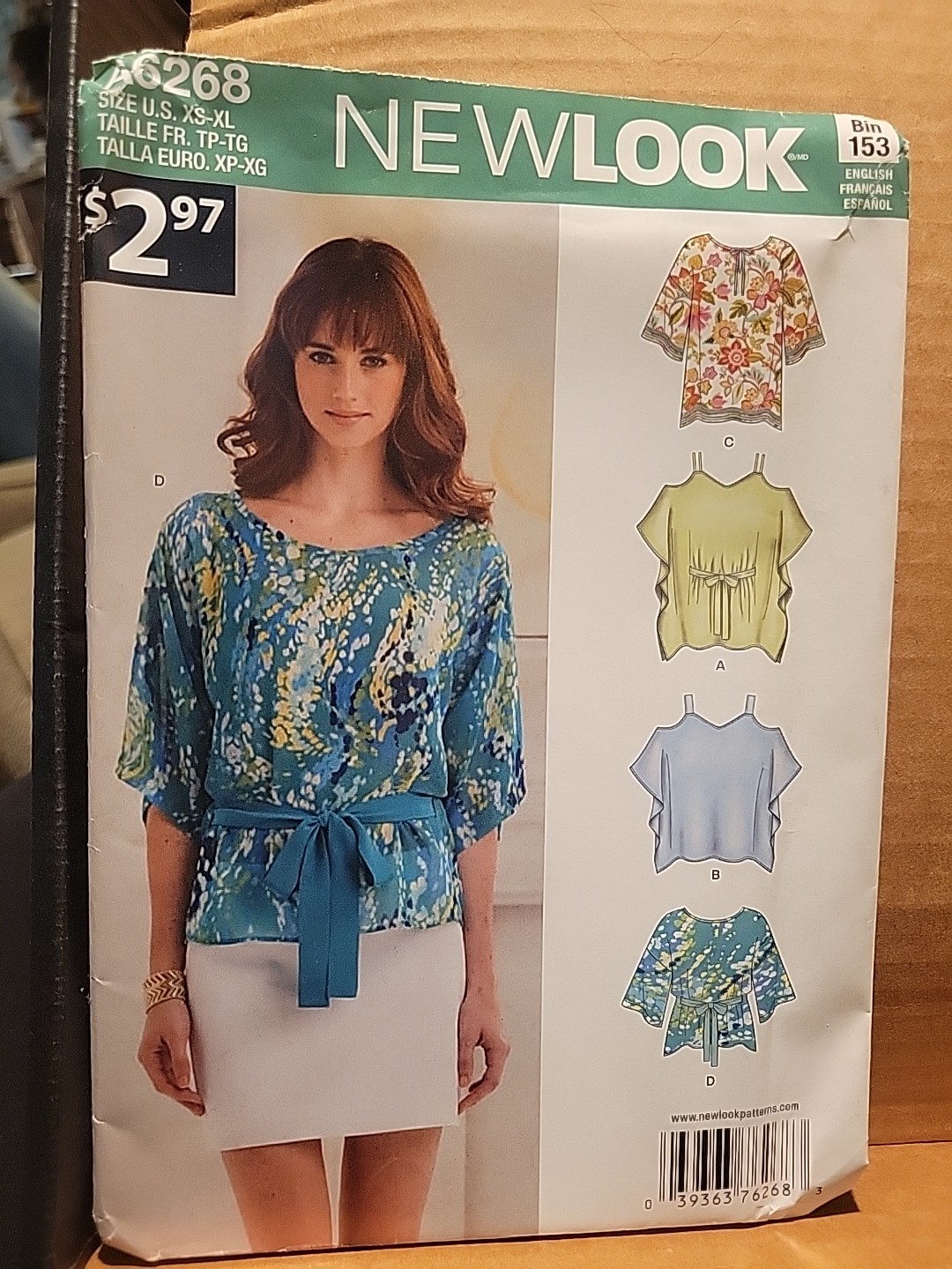 New Look A6268 Tops Misses Sewing Pattern Uncut Size XS-XL