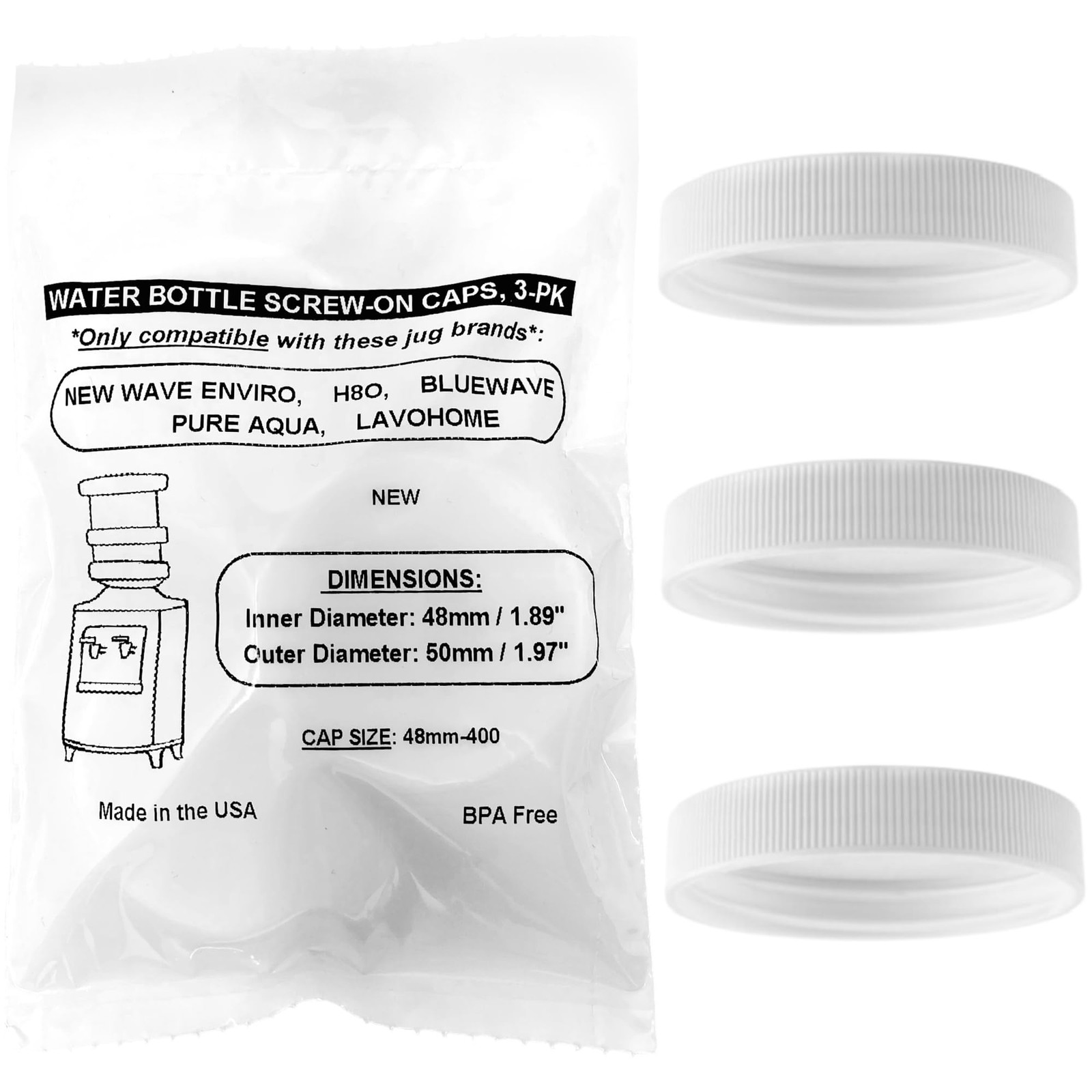SANITRO Water Systems Screw-On Caps for Water Cooler/Dispenser Plastic Jugs, ...