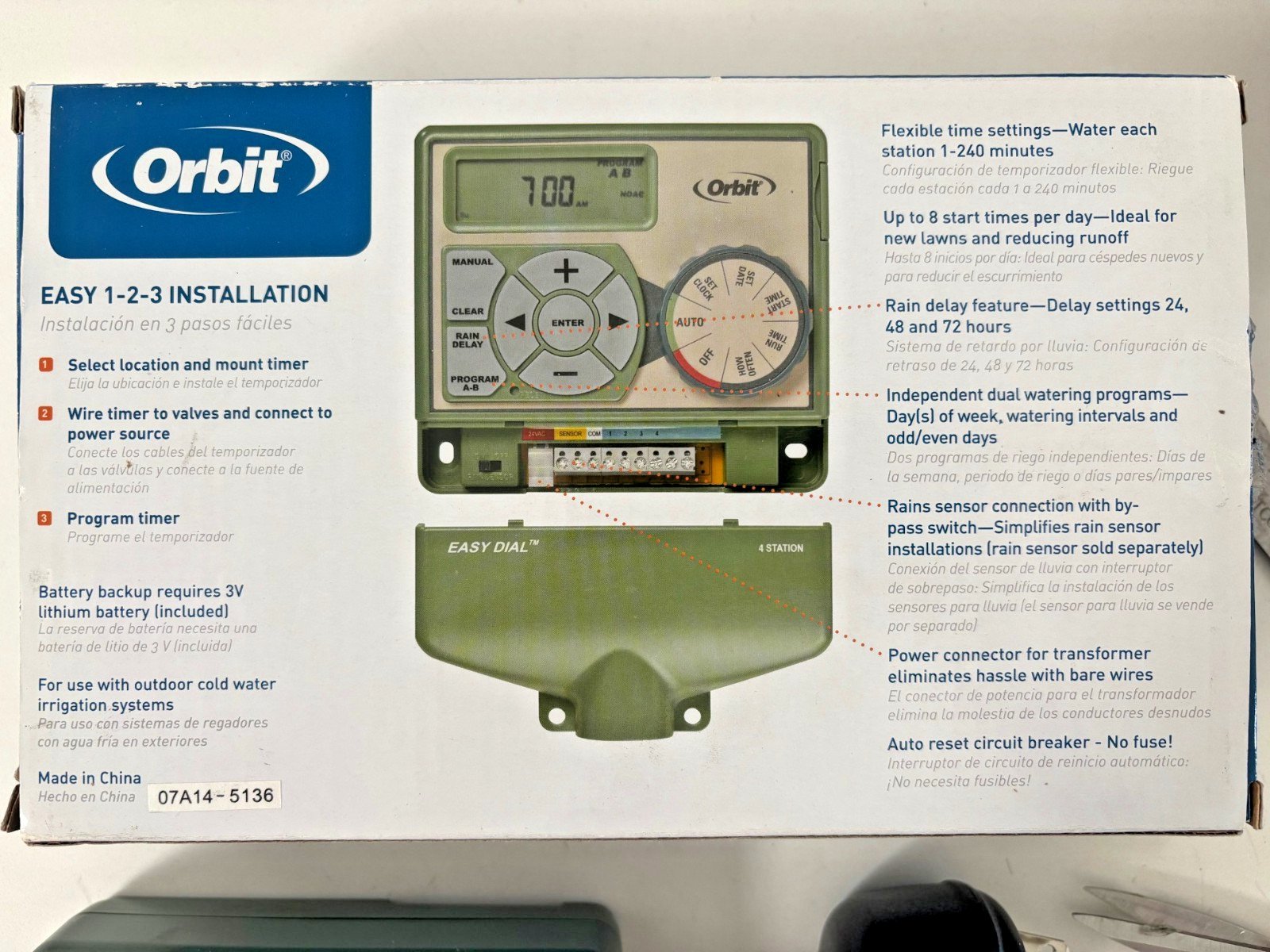 Orbit 4-Station Easy Dial Indoor Sprinkler Timer Controller - Model 57874 - NEW