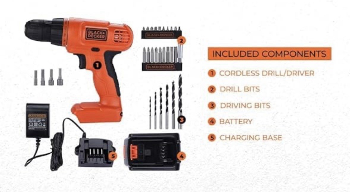 BLACK+DECKER 20V Max Cordless Drill Driver with 30 pcs Accessories LD120VA