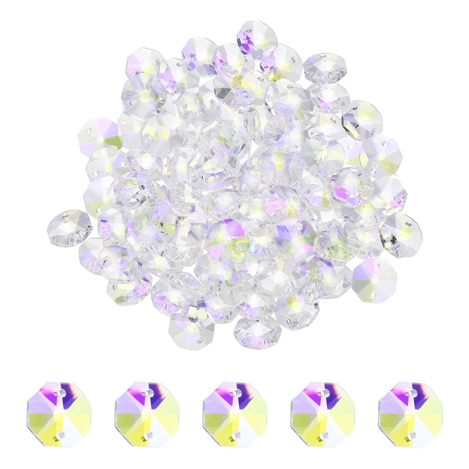 14mm Glass Octagon Beads, Sun Catcher Beads Bulk 150 Pcs & Imported Plated