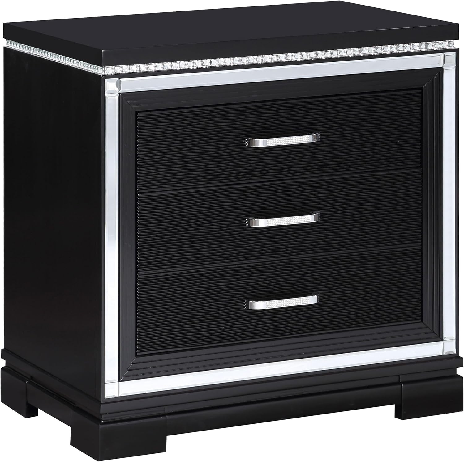 Home Furnishings Cappola Modern Classic Wood 3-Drawer Bedroom Nightstand Bedside