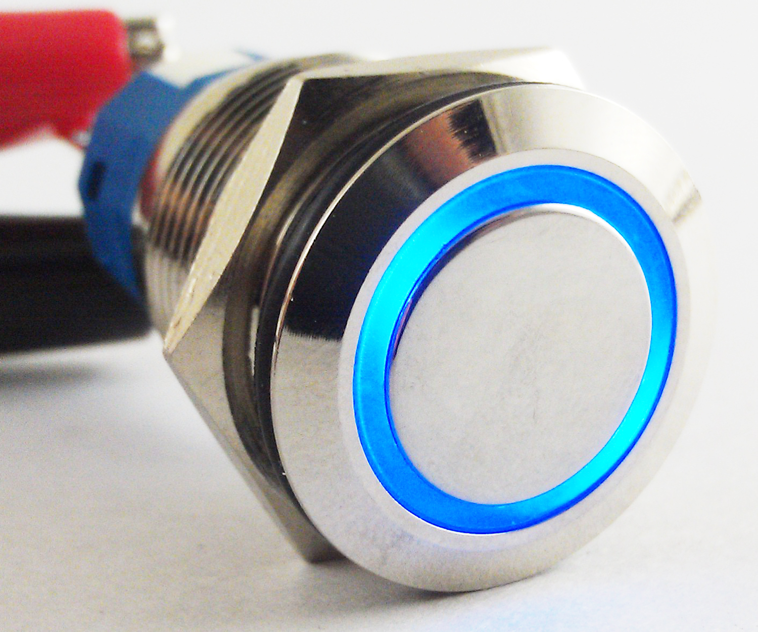 Metal Flat Ring illuminated Blue Led Push Button Resetable Switch 19mm QN19-C1