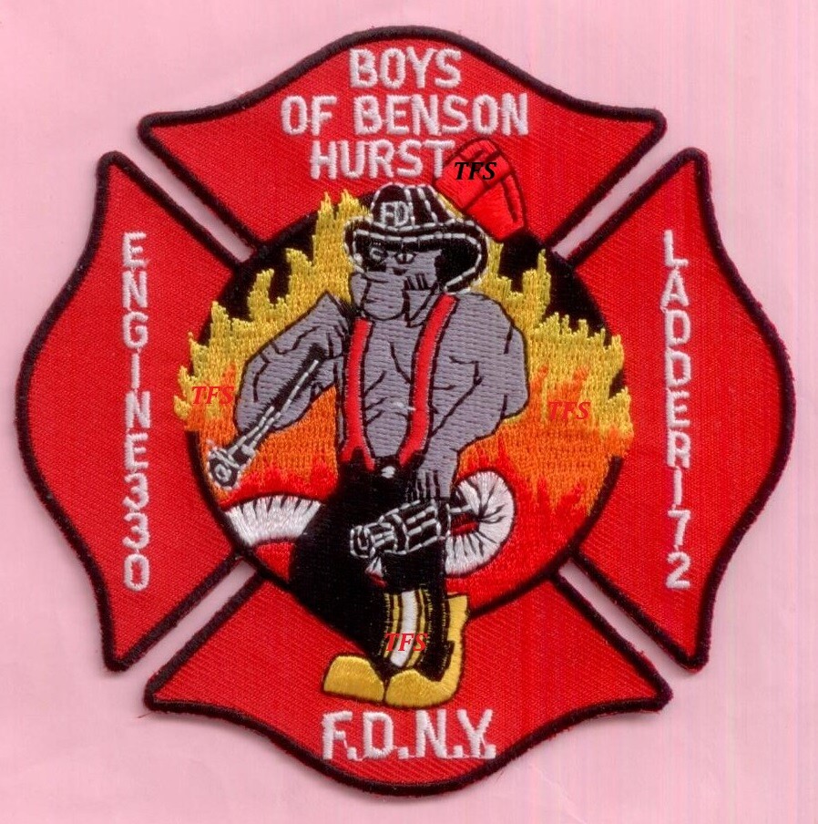 New York City Fire Dept Engine 330 Ladder 172 Patch - Red