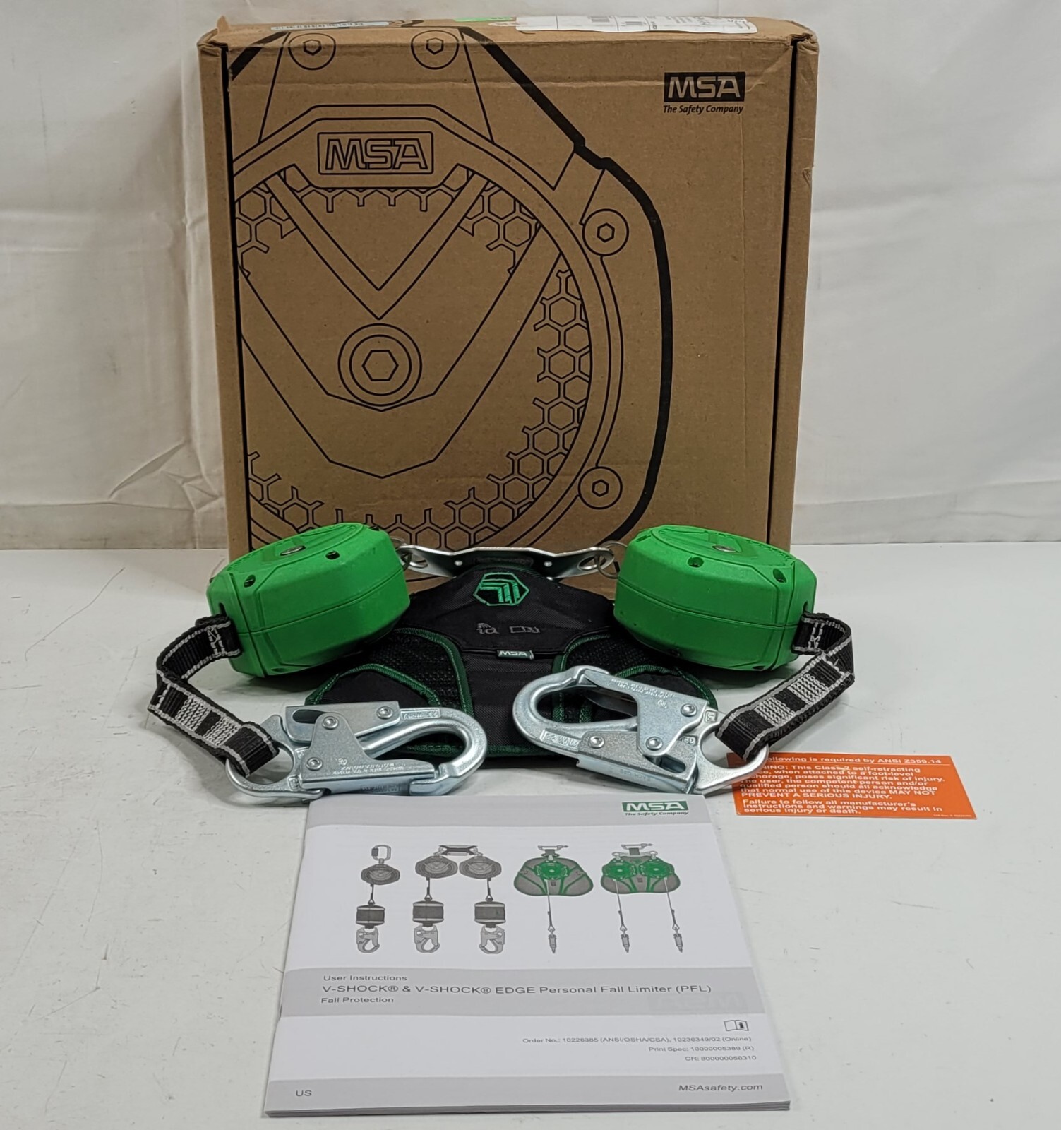 MSA VSLEW-012-PB-A V-SHOCK EDGEPFL 6' Twin-Leg 36C Twin Link Triple Action Carab