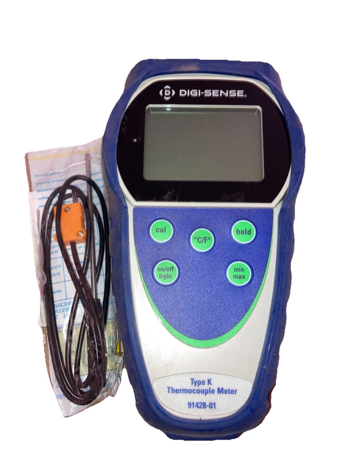 Digi-Sense Temp-10 Type K Thermocouple Thermometer, 1-Channel, Used, Probe