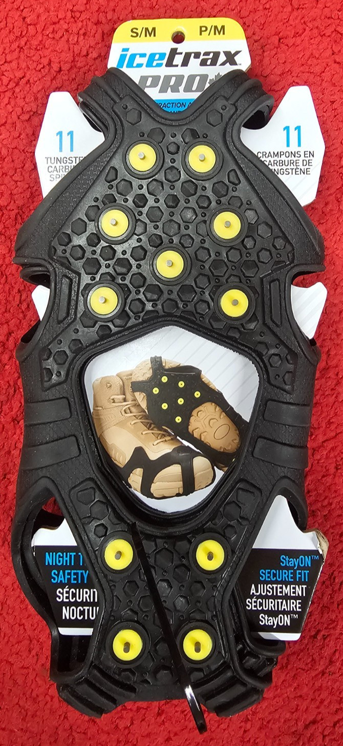 Ice Trax Pro S/M P/M  Stay On Toe Cap Traction Aids For Snow & Ice