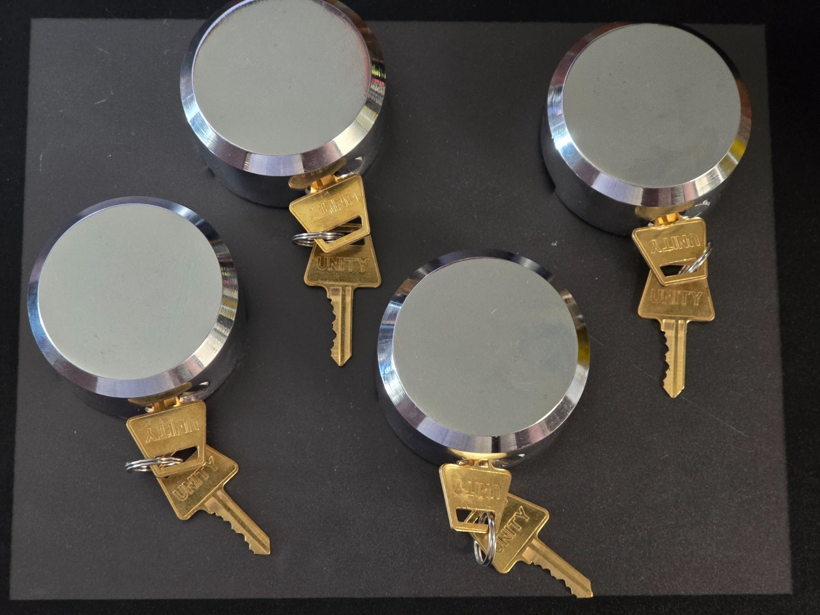 NEW 4 Keyed Alike Lock Hidden Shackle Lock Puck Trailer Padlock  2 7/8"