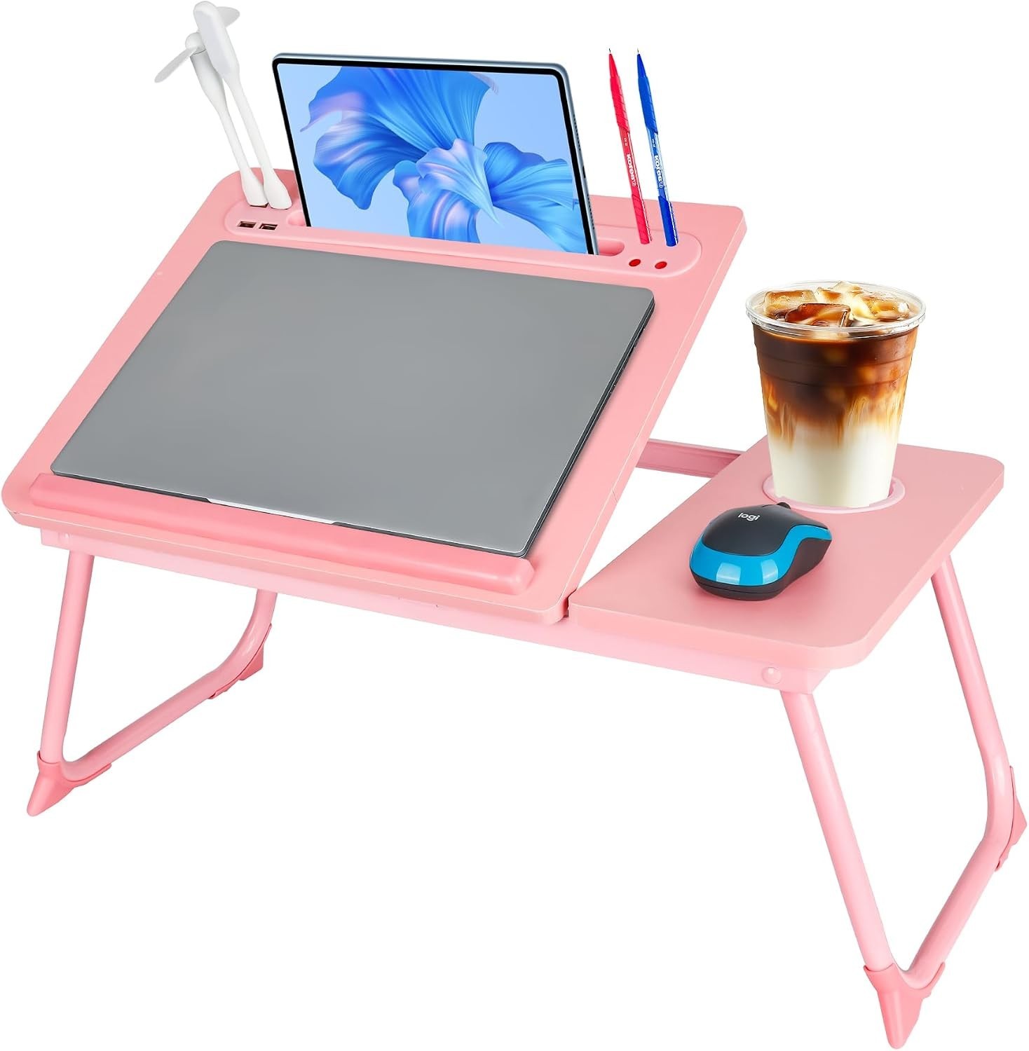 Laptop Bed Desk, Adjustable Lap Desk, Small Laptop Table with USB Charge Port...