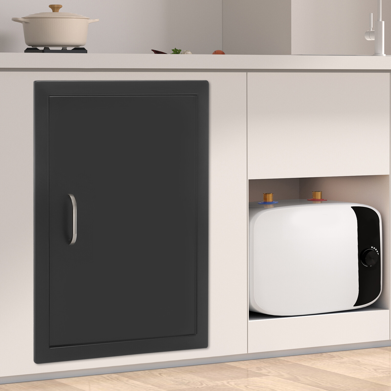 Black BBQ Access Door 16.93 × 23.03 In Carbon Steel Magnetic Cabinet Door