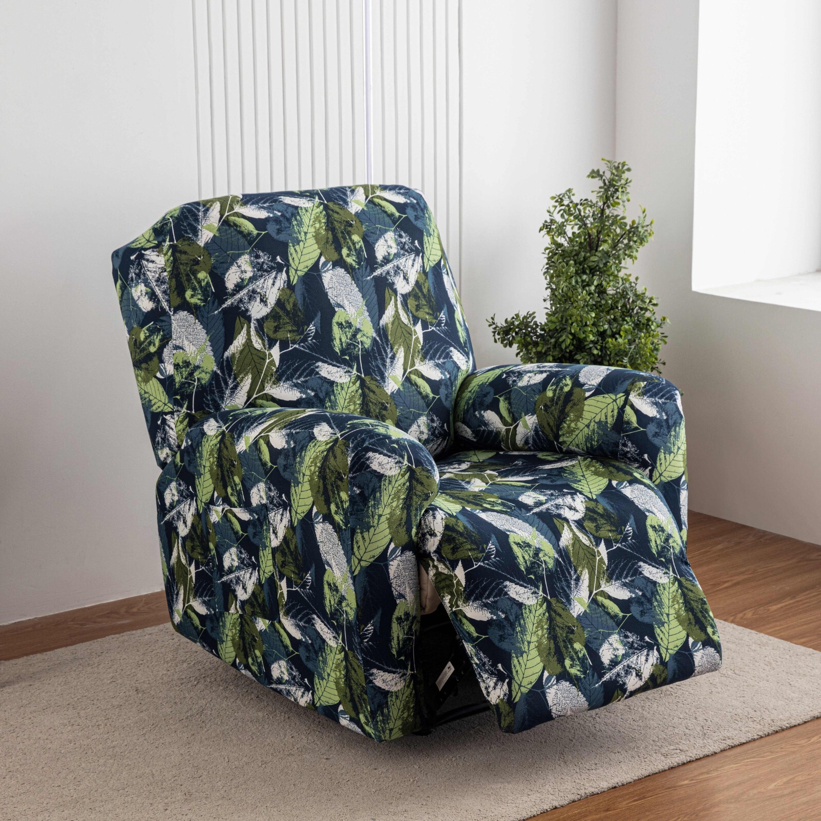 Printed Elastic Recliner Sofa Cover Side Pockets Home Decor Furniture Protection