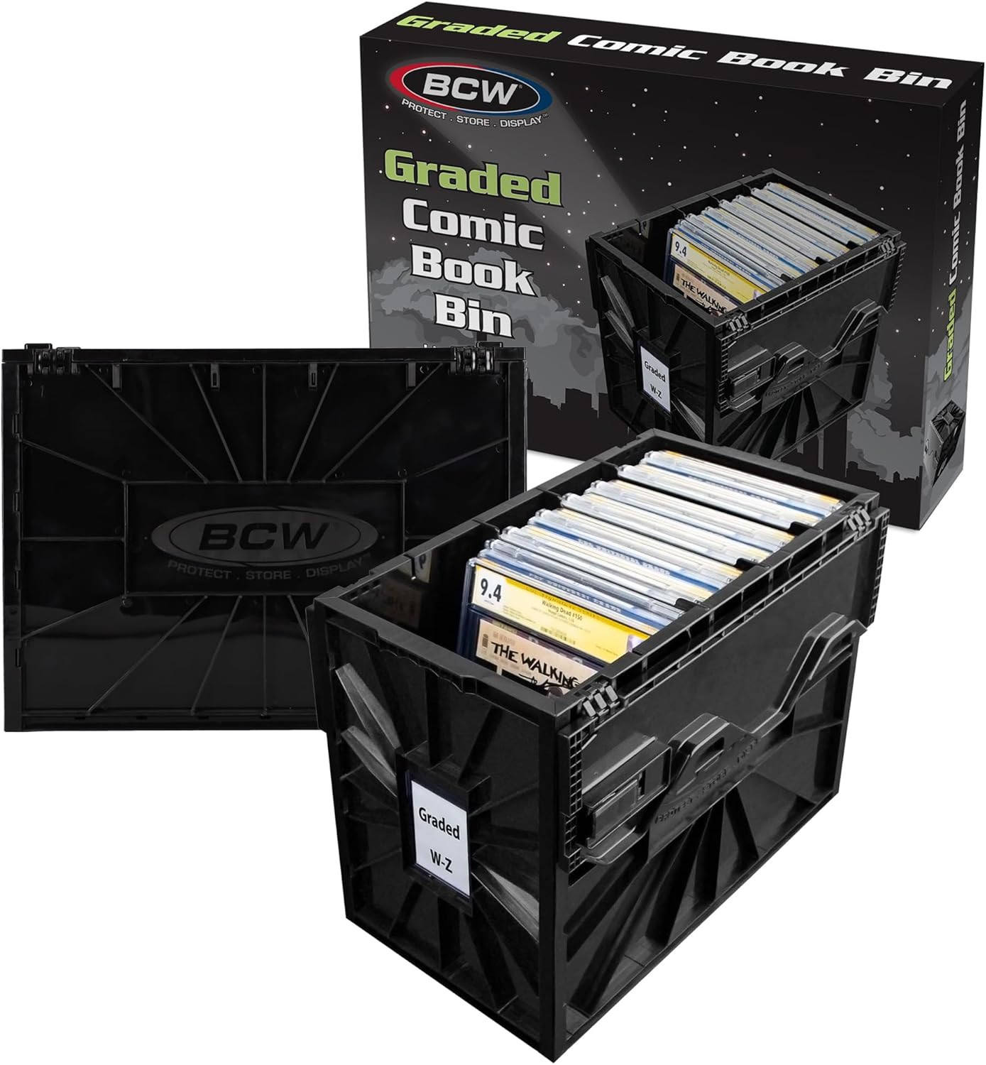 Graded Comic Book Bin, Black 2 Pack - for ~30 Graded Comic Book Slabs | Acid Fre