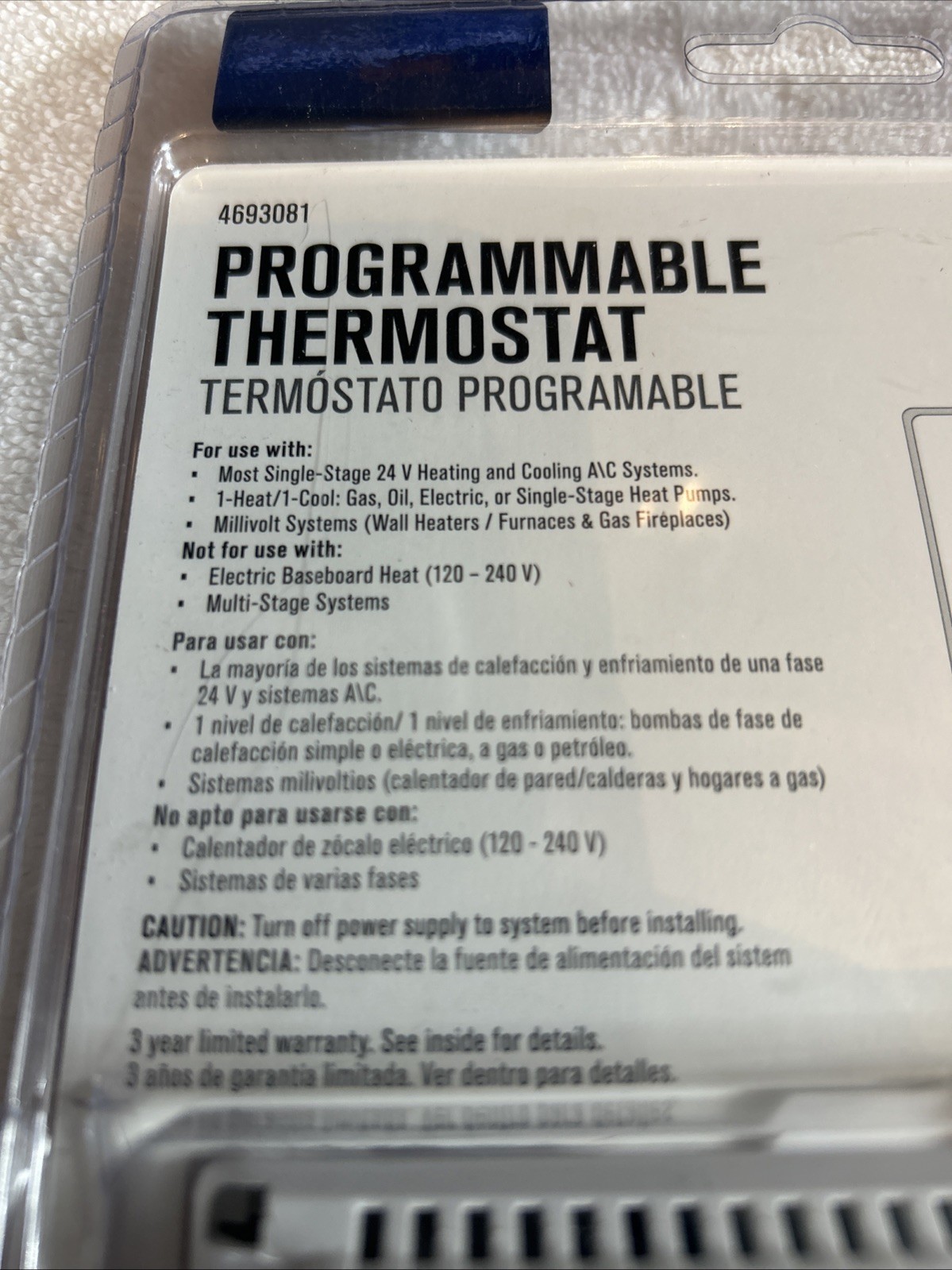 ACE #4693081 Programmable Thermostat Most Single Stage 24Volt H/C A/C Systems