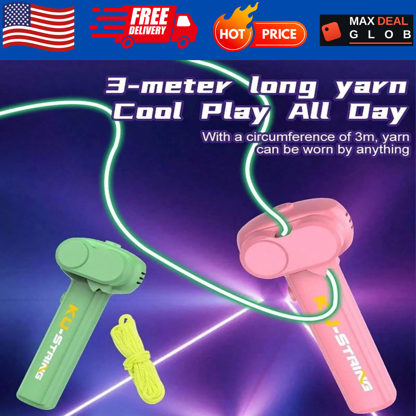 Lasso String Shooter Loop Toy Handheld Zip Rope Launcher Propeller Fidget Toy US