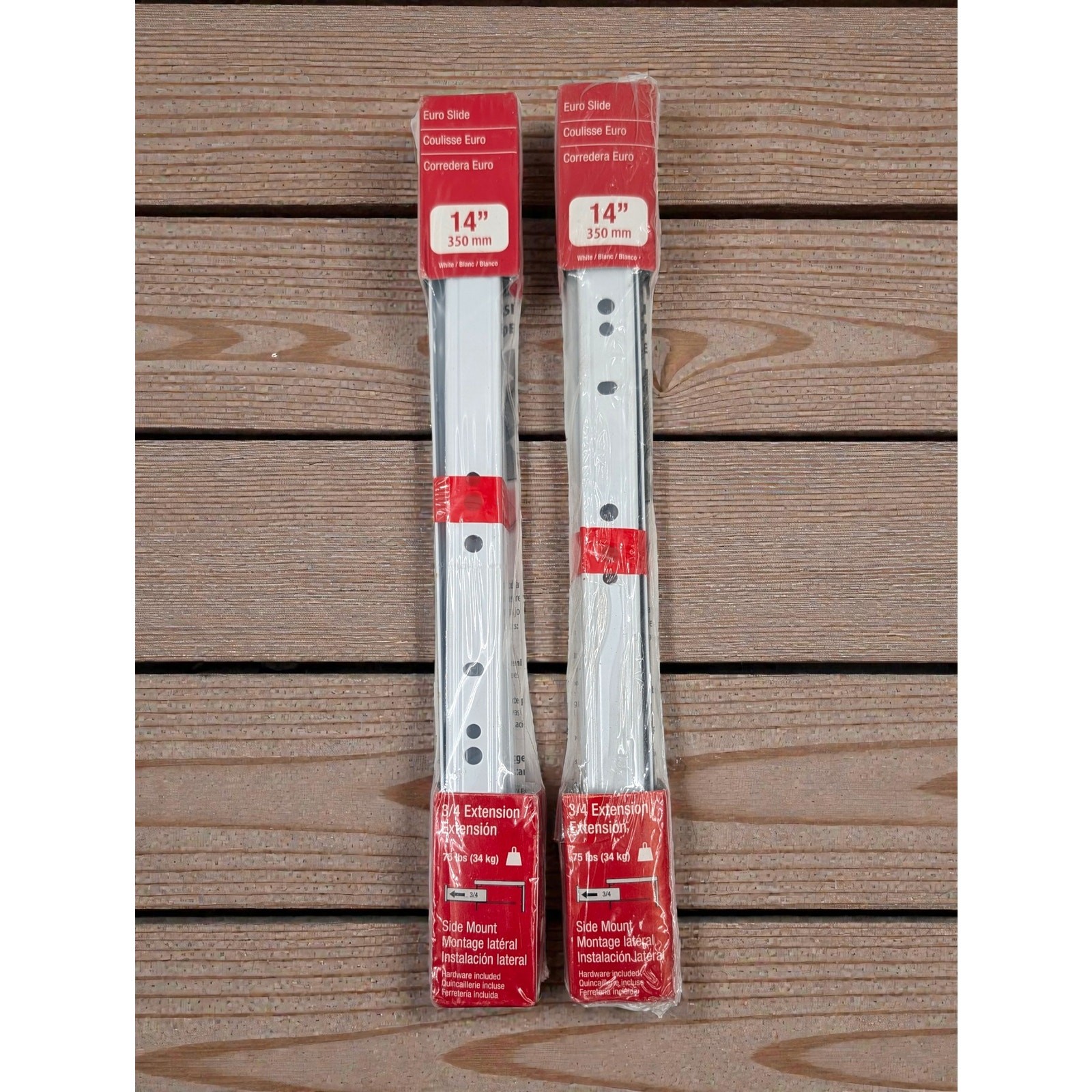 Richelieu 2 Pack Drawer Slide 14" 350mm 3/4 Extension Side Mount Lot of 2