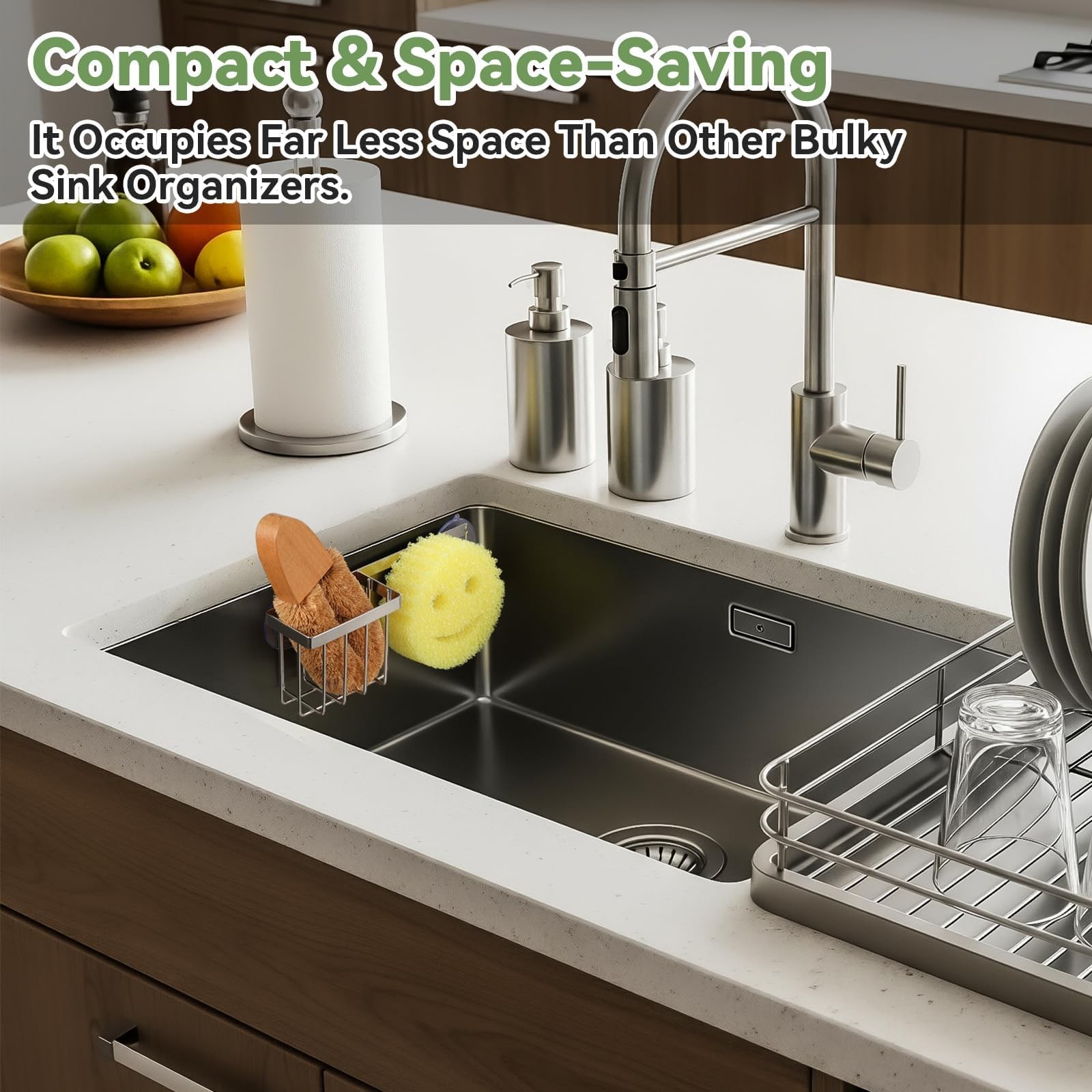 [Space Saving] Sponge Holder for Kitchen Sink, Great for Scrub Daddy / Scrub ...