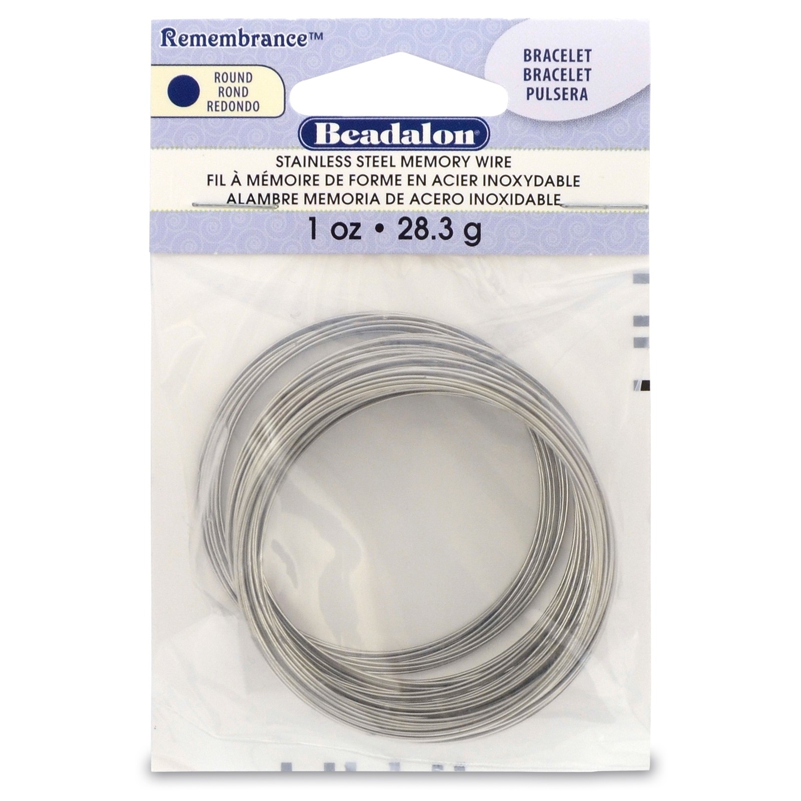 Beadalon Remembrance Memory Wire Bracelet .62mm .25oz-Bright - 75 Coils - 3 Pack