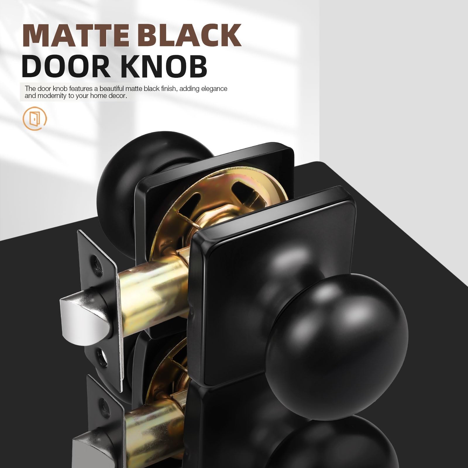 GOBEKOR 5 Pack Passage Door Knobs for Closet Door Knobs Interior Matte Black Squ
