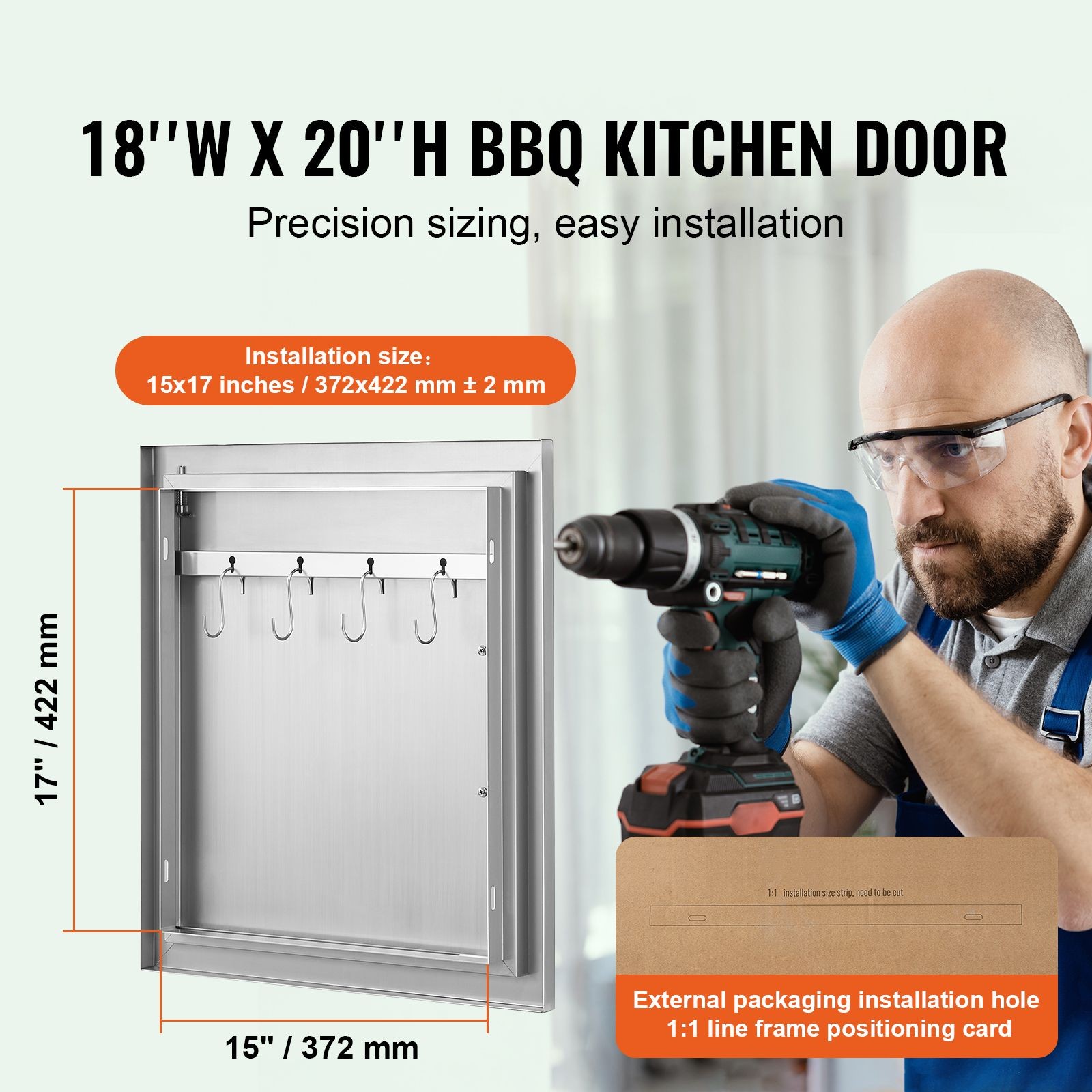 Flush Mount Stainless 18x20in BBQ Door Reversible