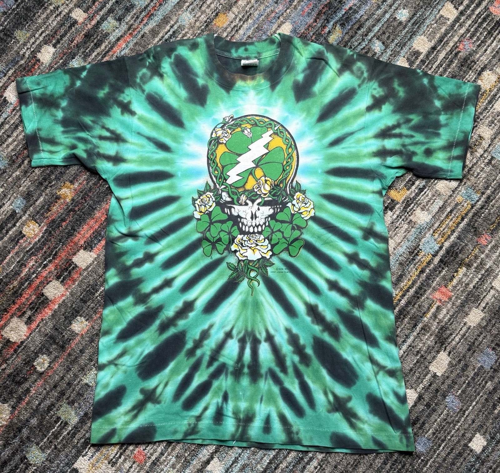 Grateful Dead 1992 Philadelphia Tie Dye T-Shirt Fruit of the Loom Green Large