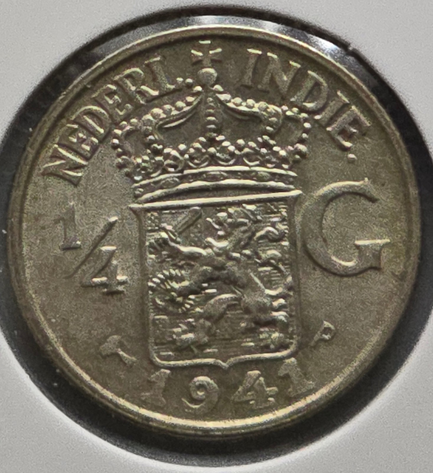1941-P Netherlands East Indies 1/4 Gulden Silver - KM# 319 0.720 Fine WWII Era