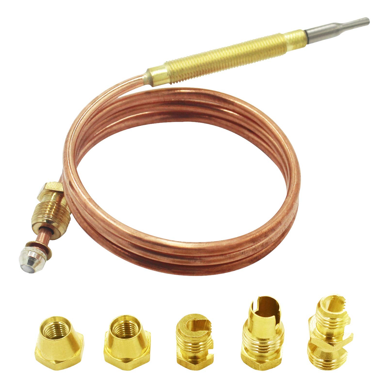 Gas Thermocouple Kit M6x0.75 with Universal Adapter Nuts 900mm Long M9x1-M10X1