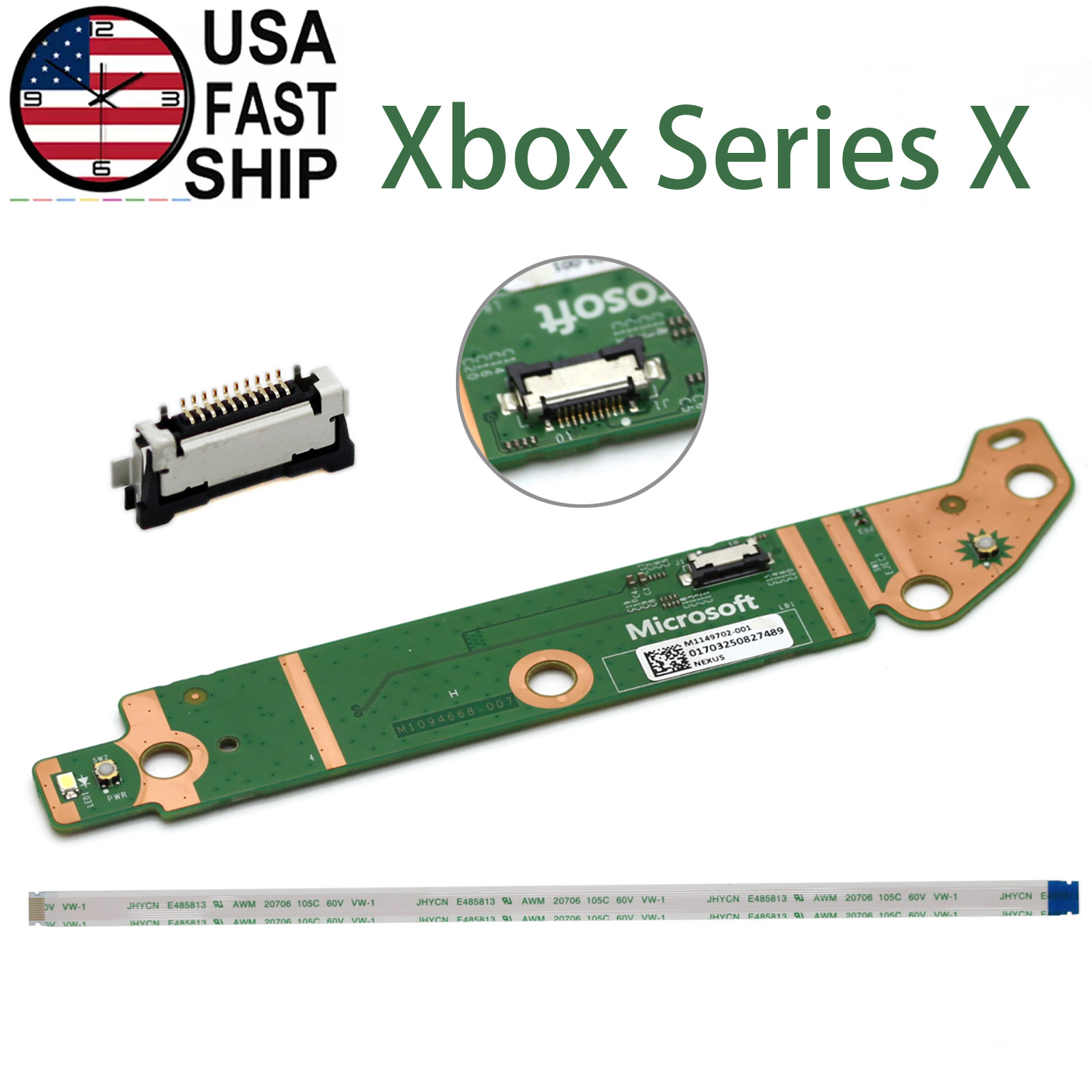 Power Eject Button LED Board Flex Cable FPC Socket For Microsoft Xbox Series X