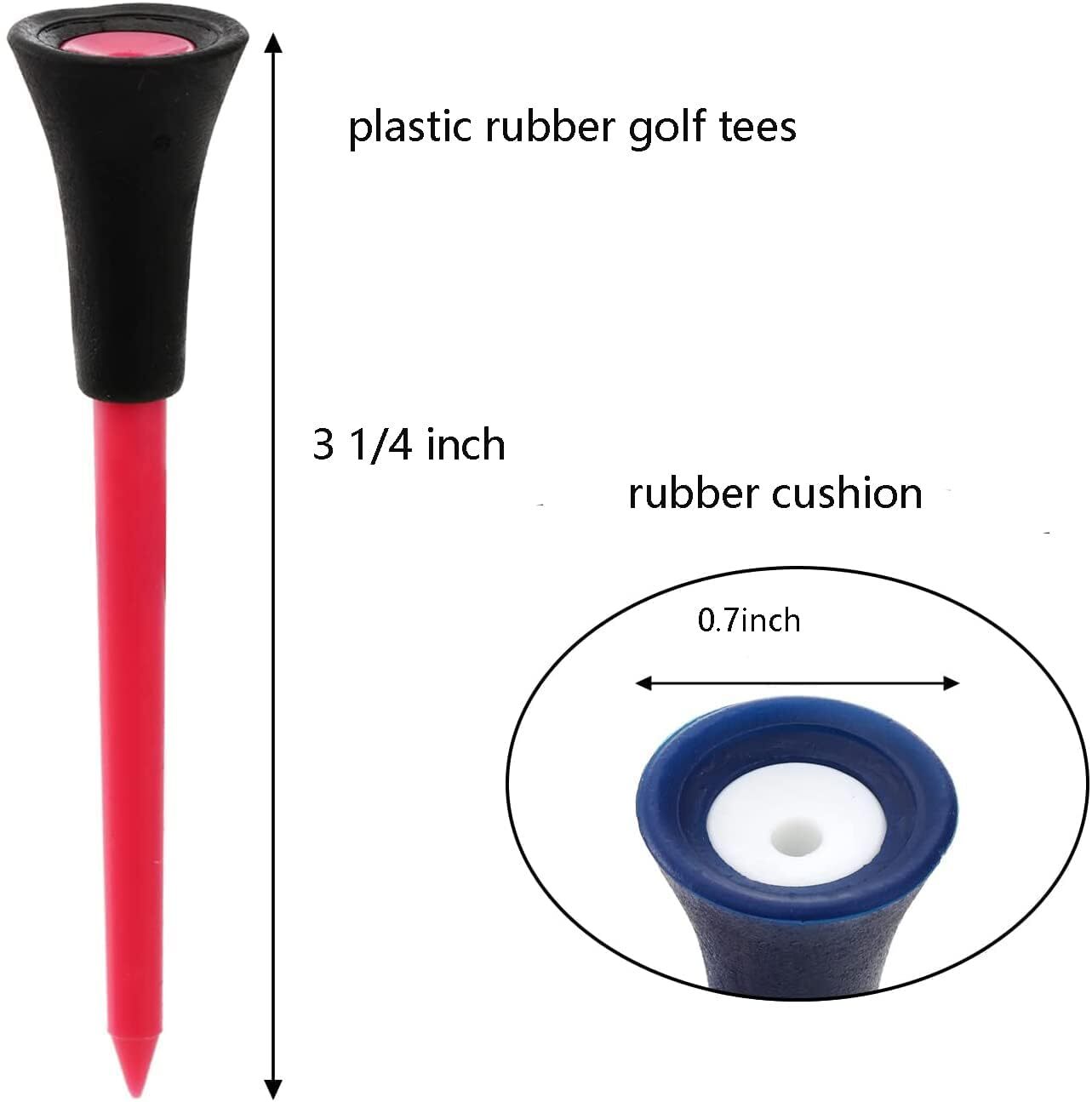 Golf Tees Plastic, Unbreakable Tee 3 1/4" Long Tees, Black & White