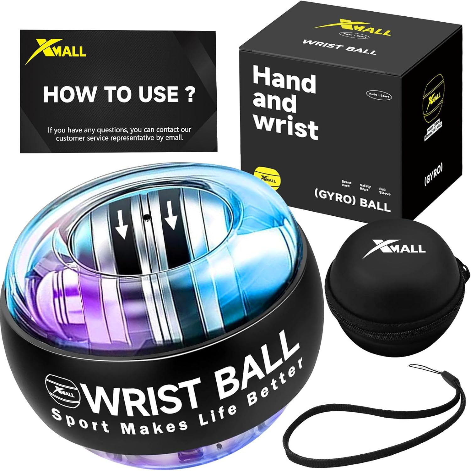 Torque Ball Hand Exerciser, Grip Strength Trainer, Auto-Start, Forearm Strengthe
