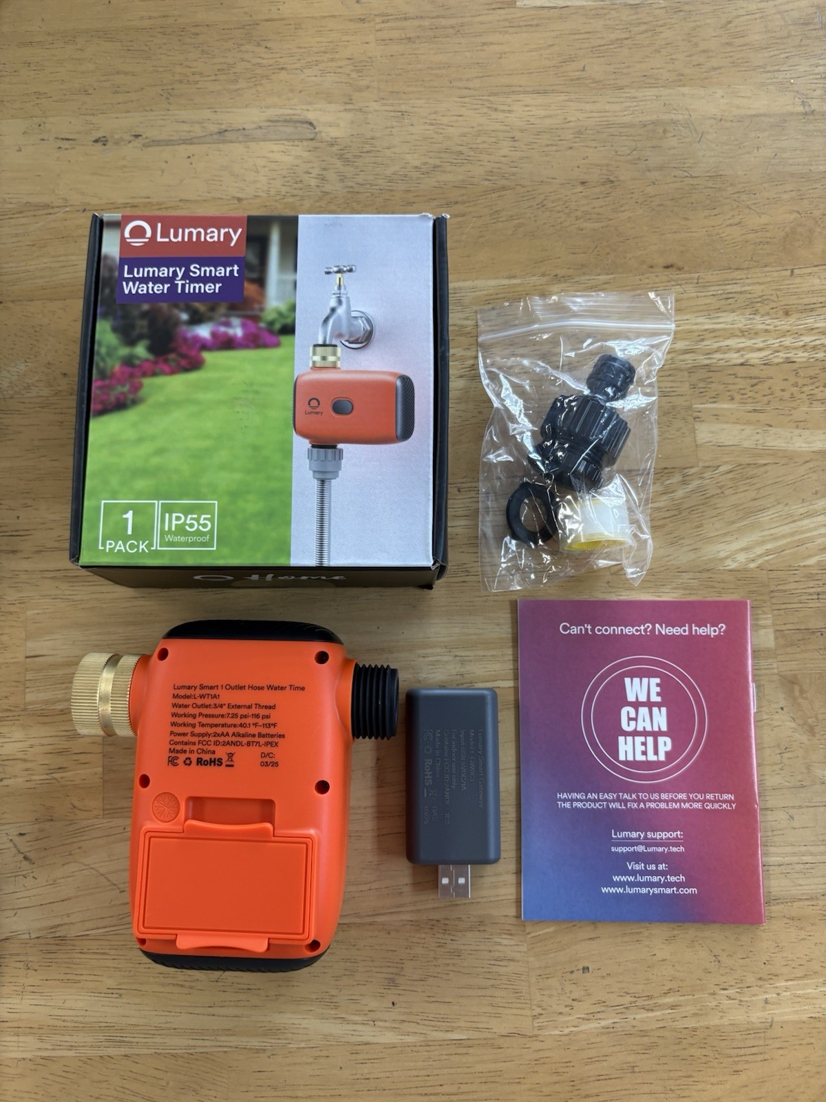 Lumary Smart Water Timer, IP55 Waterproof (1 Pack) New Opened Box