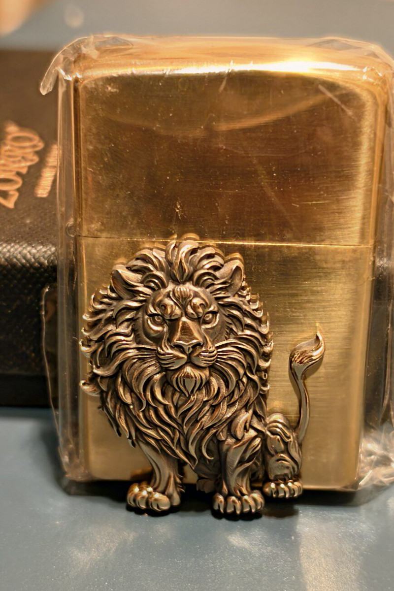 Lion Brass Emblem DIY Kerosene Lighter Patch No Lighter Included