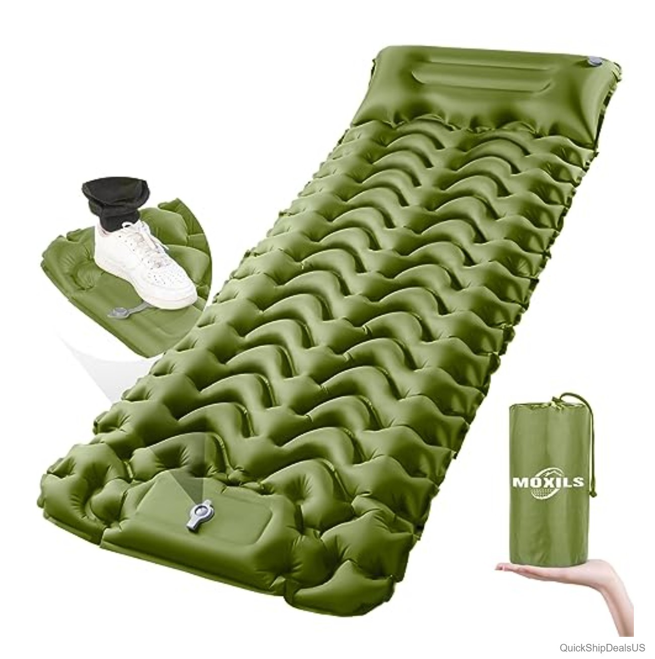 Inflatable Sleeping Pad 75x25 Inch Ultralight Camping Mattress with Built-in
