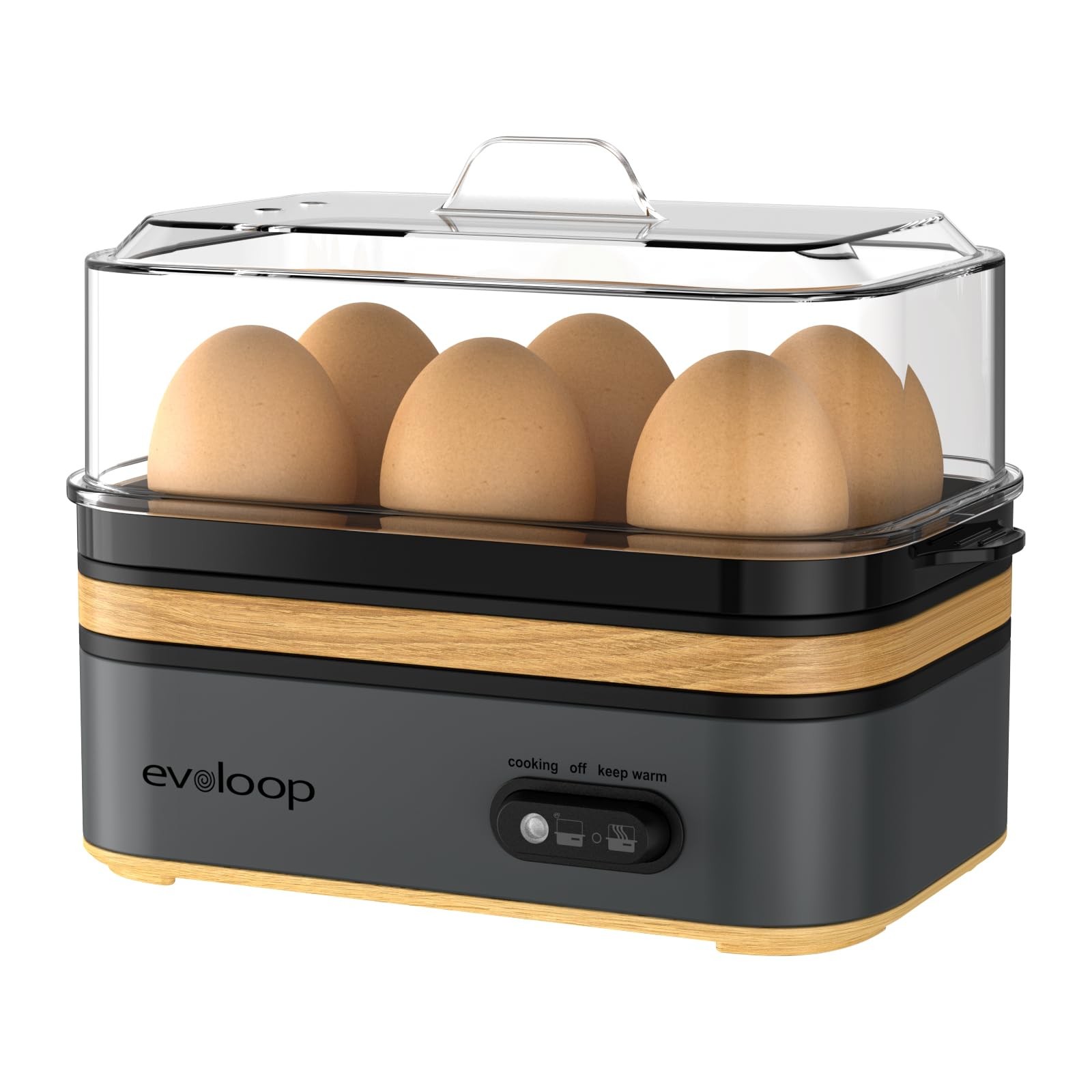 Evoloop Rapid Egg Cooker Electric 6 Eggs Capacity, 7.6*5.6*8.6 inch, Black