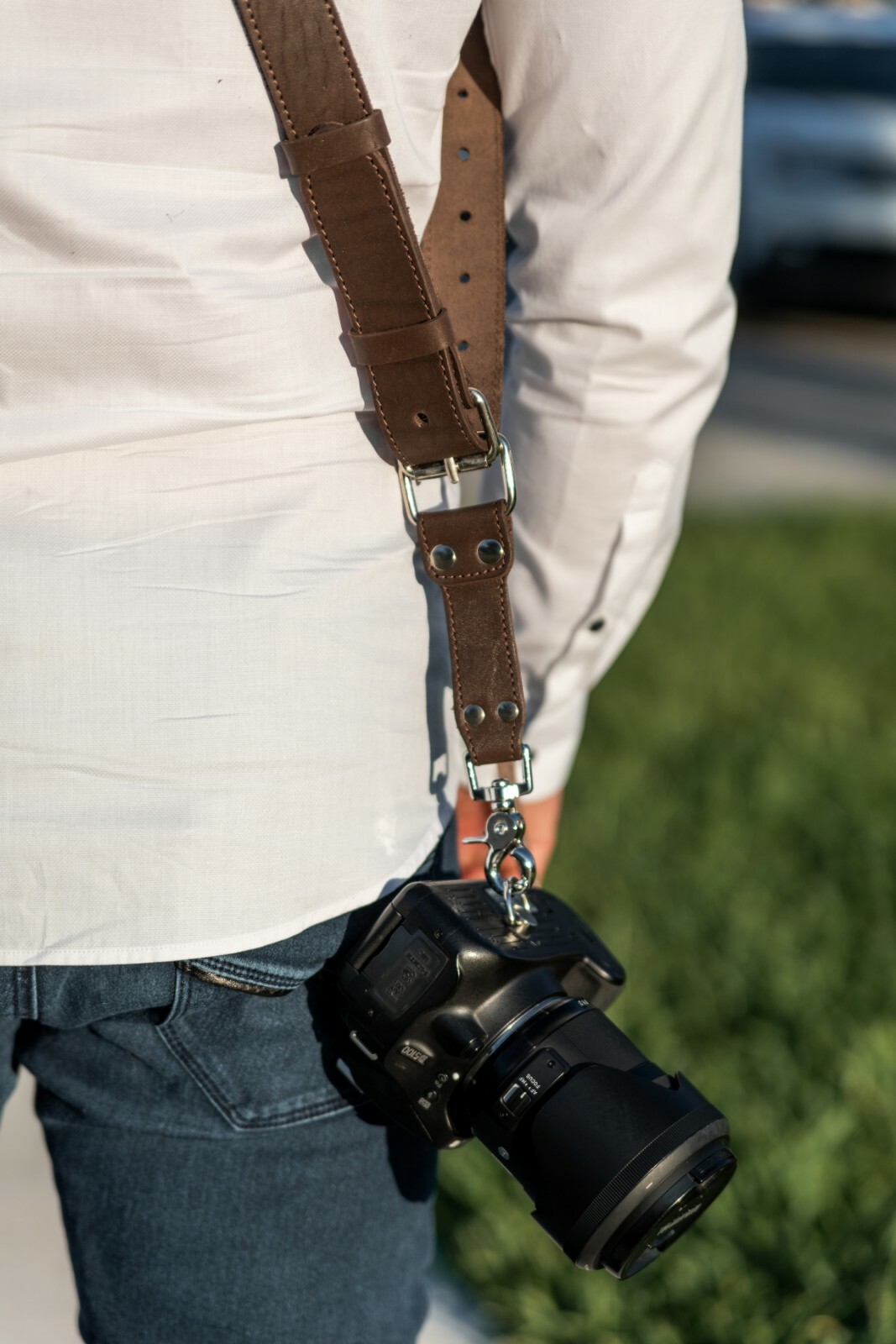Coiro Leather Dual Camera Strap Harness Quick Release Brown Adjustable 508