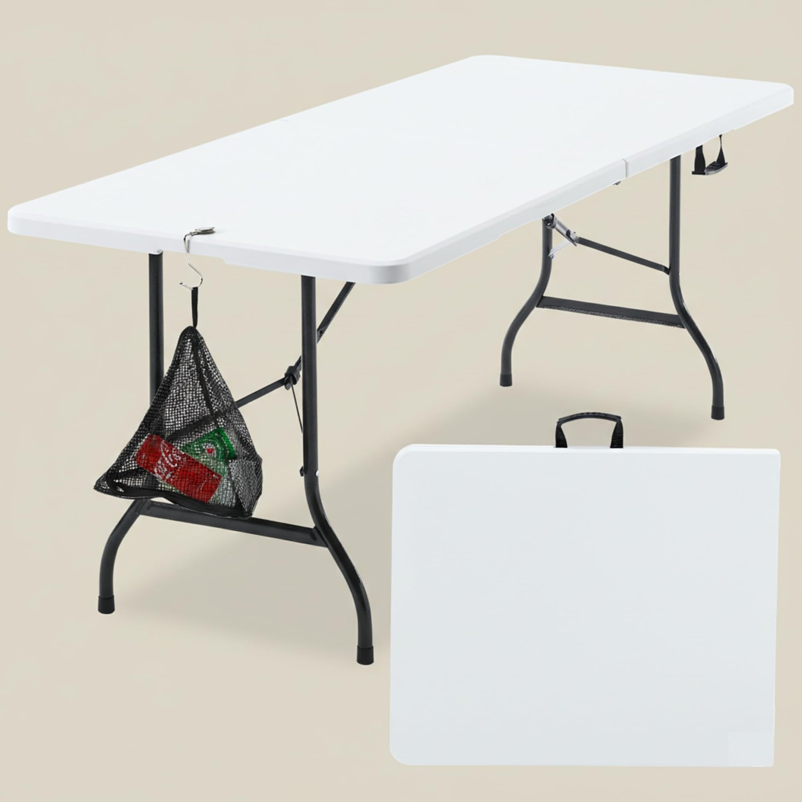 Best 6Ft Folding Picnic Table,Indoor Outdoor Plastic Portable Foldable Desk with