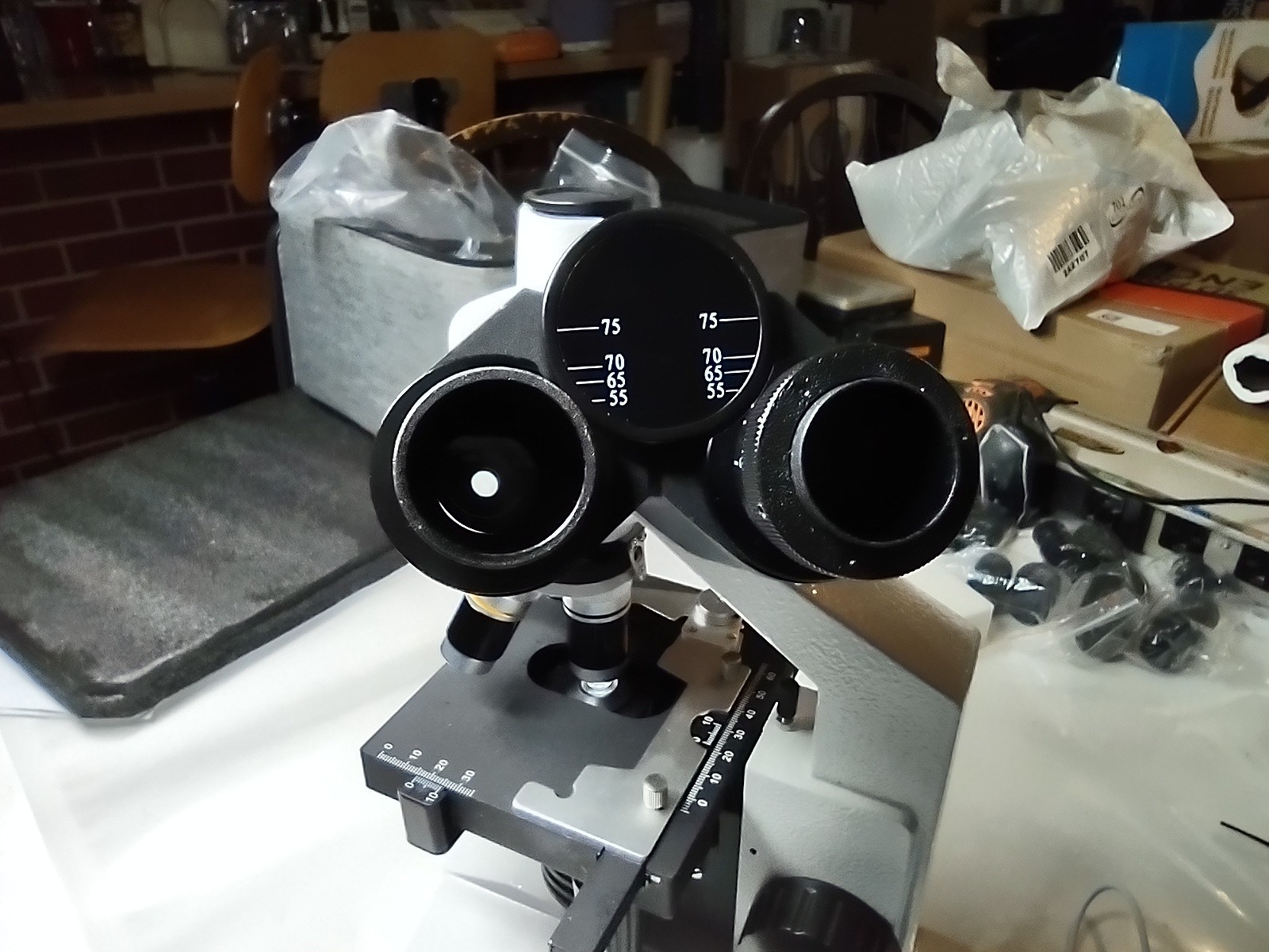 Needs calibration, Trinocular Microscope 40X-5000X Magnification ,