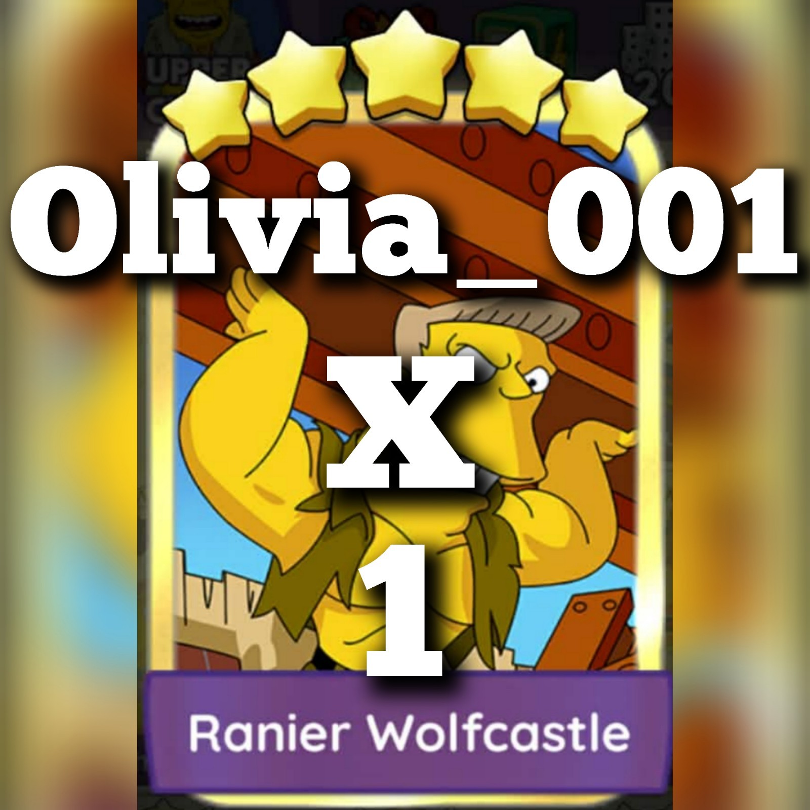 1 x Ranier Wolfcastle ⭐⭐⭐⭐⭐ 20 :- Mono_poly_Go Golden Blitz Sticker :- Fastest
