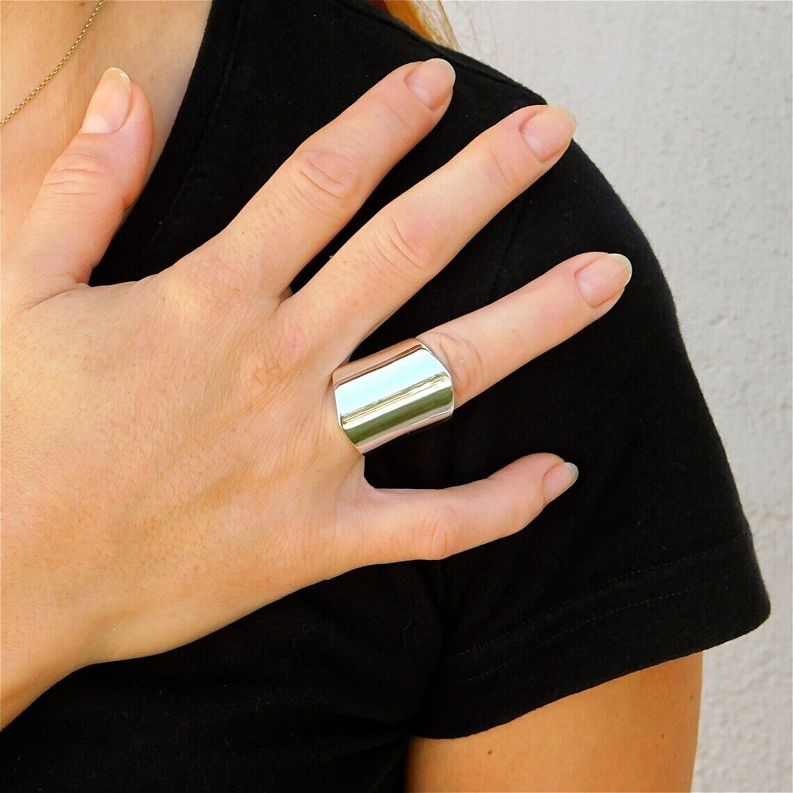 Long Large Statement Ring Cigar Ring 925 Solid Silver Tube Ring Handmade Ring