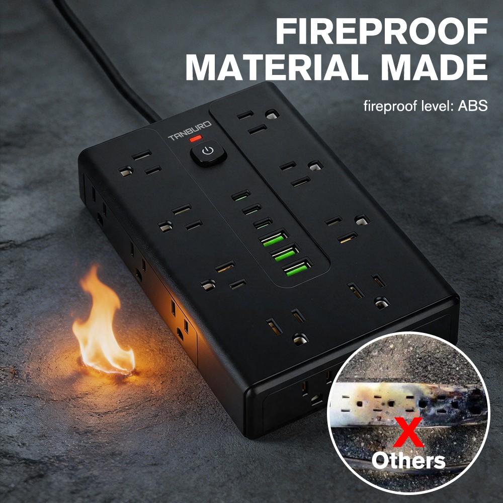 16 Outlets Power Strip USB C Type C Charger Surge Protector Flat Plug 6.5ft