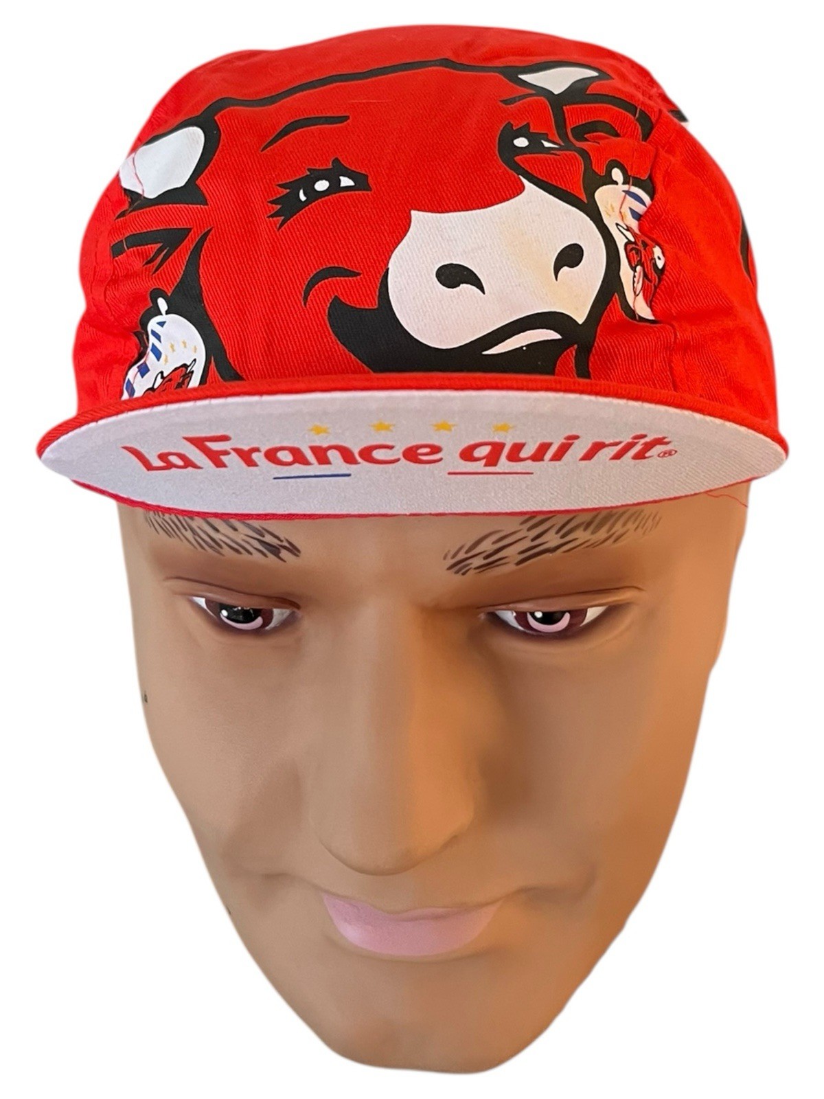 Tour de France Cycling Cap Hat Laughing Cow Red  Flip Up Bill